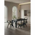Manhattan Comfort 7-Piece Rockaway 70.86 Dining Set in Black with 6 Hamlet Side and Arm Chairs 6-DT02DCCA03-BK